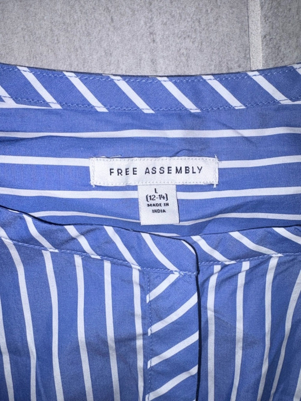 Blue and White Striped Long-Sleeve Button-Front Midi Dress with Tie Waist - Picture 4 of 6